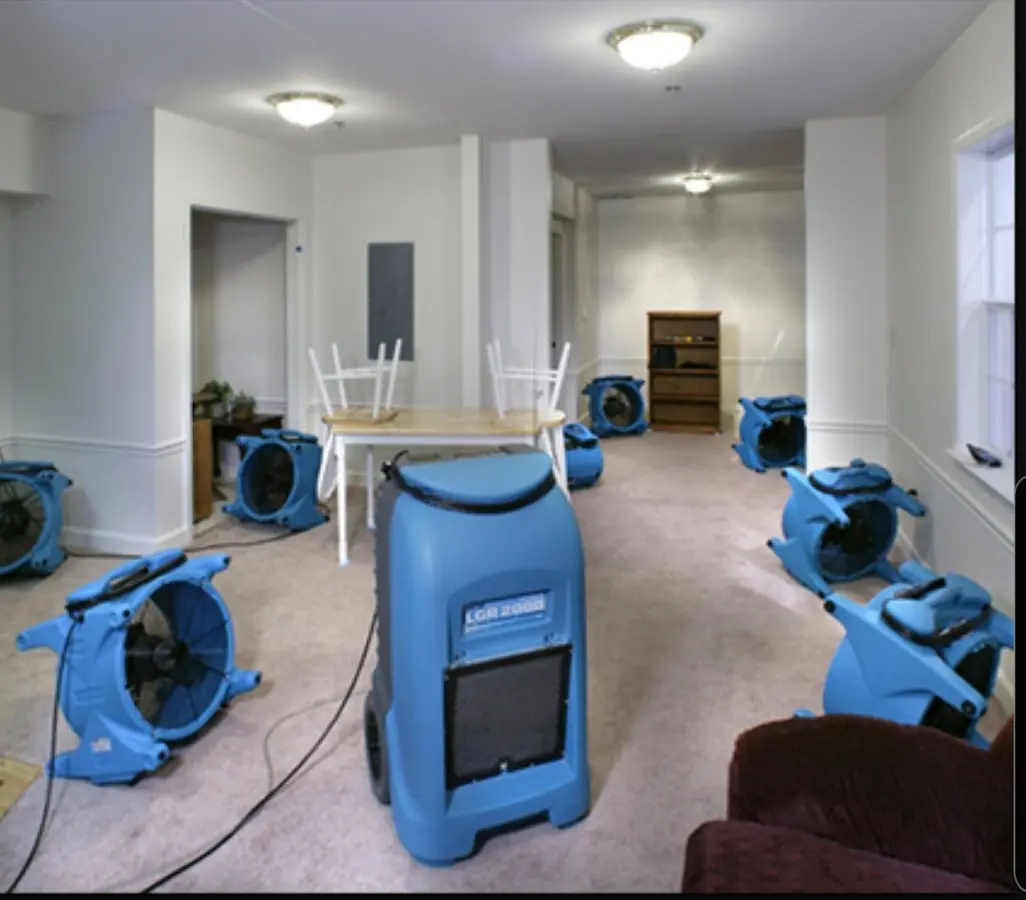 Air movers and dehumidifier setup for Water Damage Restoration in Casa de Oro-Mount Helix